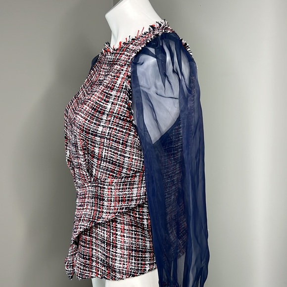 New Zara Tweed Organza Asymmetrical top size medium - Picture 8 of 13